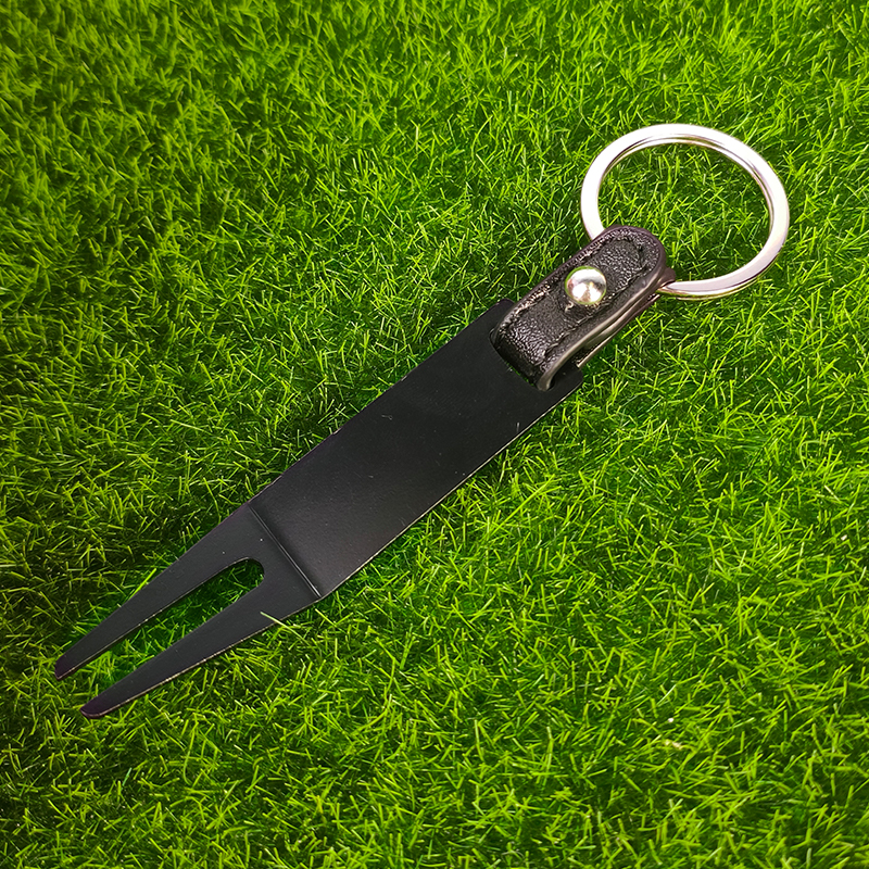 Golf Accessories Metal Golf Divot Tools Black Leather Detachable Portable Keychain Golf Club Durable