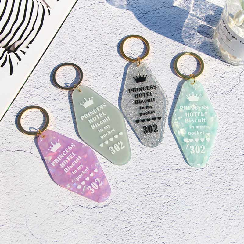 Color Acrylic Keychain Plastic Epoxy Resin Craft China Custom Printing Wholesale Hotel Key Tags