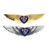 Custom Badge Round Metal Embossed 3d Gold Plated Wings Shape Aviation Airline for Souvenir Emblem Badge