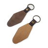 Wood Key Chains Custom DIY Key Ring Walnut Square Round Wooden Piece PU Leather Rectangular Shape