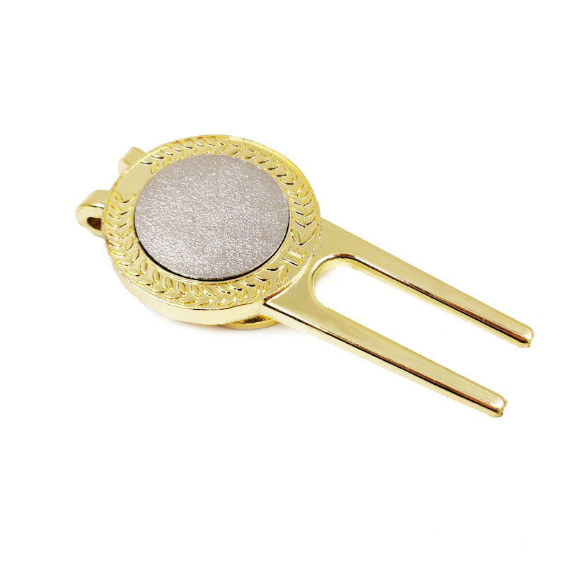 High Quality Luxury Magnet Personalized Blank Custom Golf Divot Cleaning Repair Tool with Removable Golf Ball Marker Fork