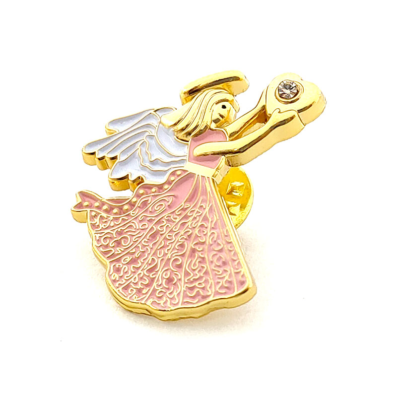 Creative Cartoon Angel Girl Shape Alloy Baking Lacquer Badge