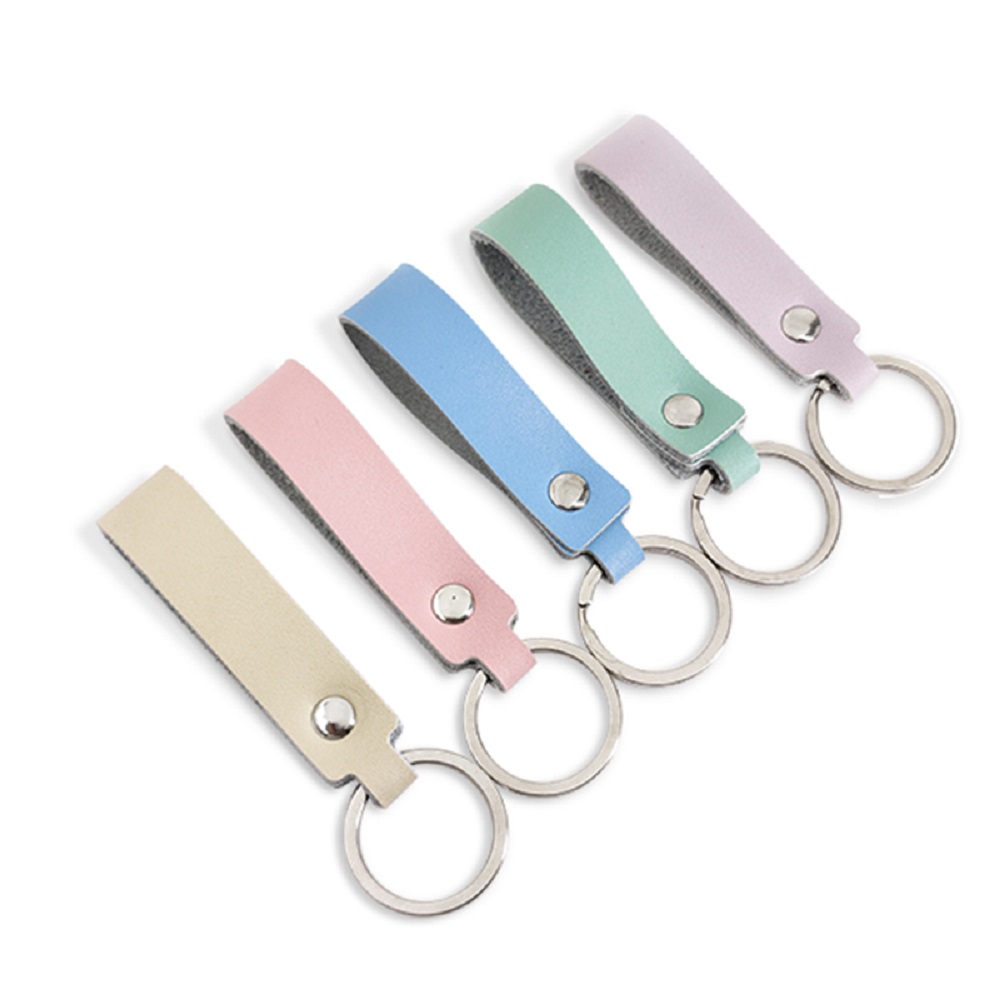 Genuine Leather Keychain Small Fresh Fashion Macaron Color Light Color Key Chain Girl Car Key Pendant Gift