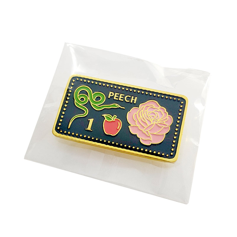 Personalised rose enamel brooch cartoon student pink rose baked enamel brooch pin pin badge