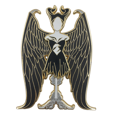 Metal manufacturers custom imitation enamel queen wings metal anime badges