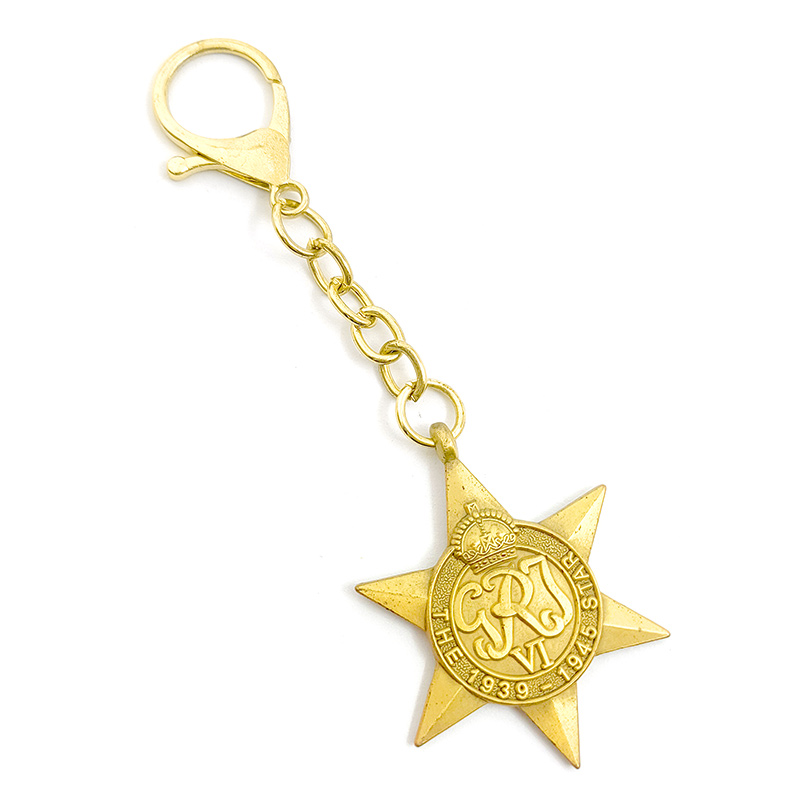 Metal pentagram gold zinc alloy keychain creative pendant small gifts