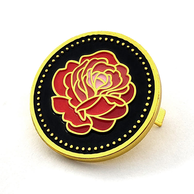 Flower Gift Jewellery Red and Black Rose Flower Alloy Brooch Wedding Corsage Cartoon Badge