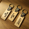 Wooden Key Chain Antique Bronze Metal Key Chain Leather Lettering Printing Laser Logo