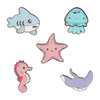 Personalized creative cartoon jellyfish hippo starfish whale series alloy paint brooch independent packaging