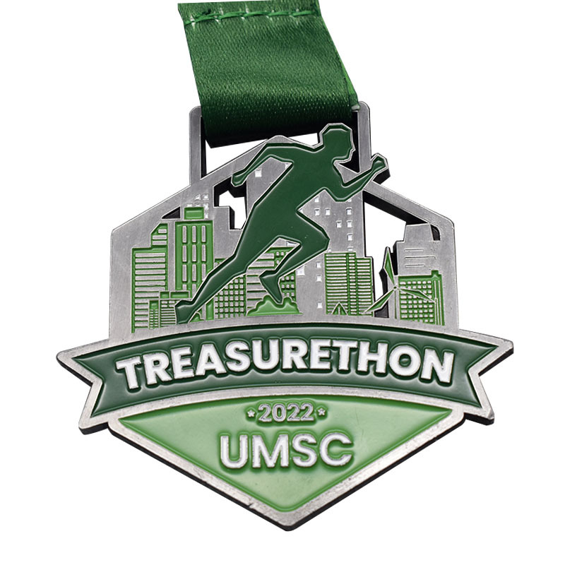 Metal custom zinc alloy paint gold medal marathon sports running event logo cartoon gold medal design