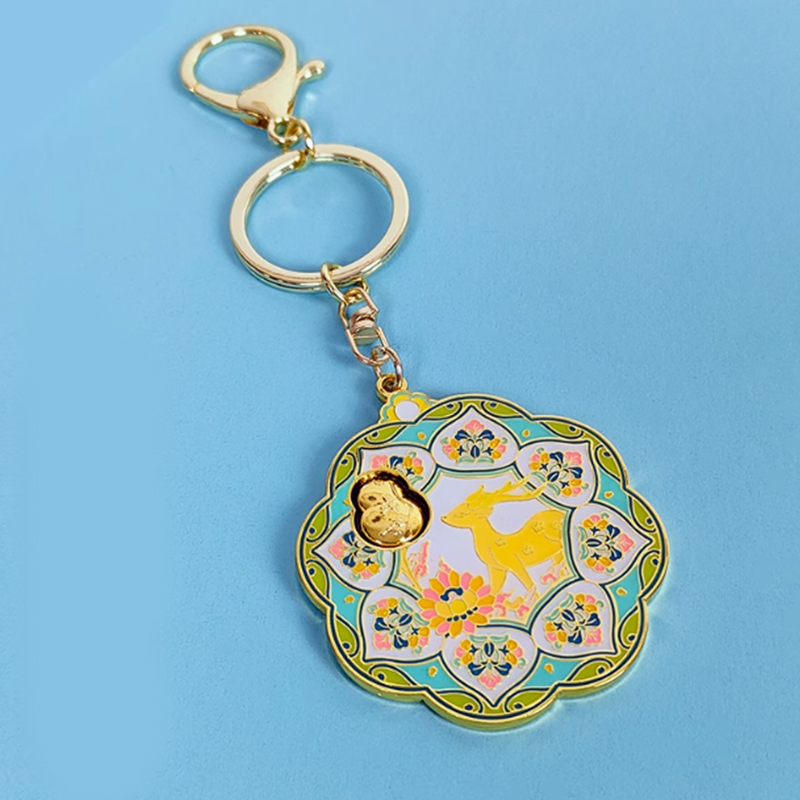 Xi'an Museum Rotatable Cultural Keychain Qianlong Tengyuan Art Alloy Paint Pendant Gift