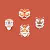 Chinese lion dance brooch Spring Festival auspicious festive commemorative gift metal badge pin fixed clothes bag accessories