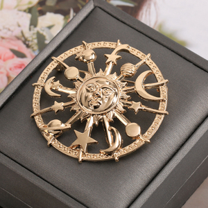 European retro sun god brooch creative sun, moon and stars Christmas pin Baroque style badge chest ornament