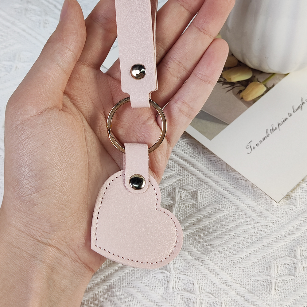 Macaron Love PU Leather Keychain Pendant Creative Accessories Cross-border Heart-shaped Pendant Bag Key Jewelry