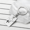 Creative double-layer cross can be spliced square metal keychain, fashionable and versatile keychain, car pendant