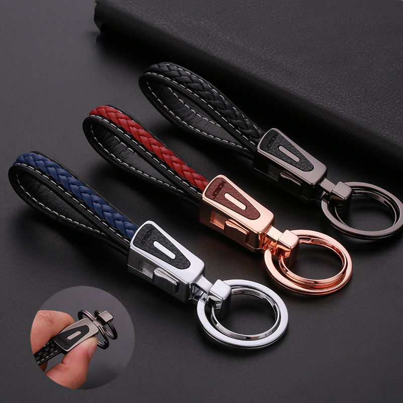 Microfiber Leather Keychain Personalized Couple Car Keychain Pendant Creative Double Ring Keychain