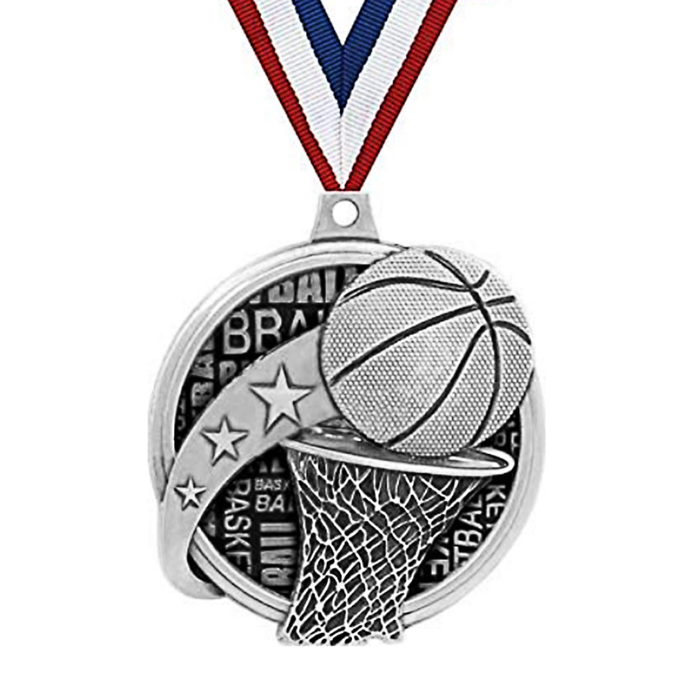 Customized metal medal 3D stereo school basketball game sports competition commemorative prize ribbon metal medal production