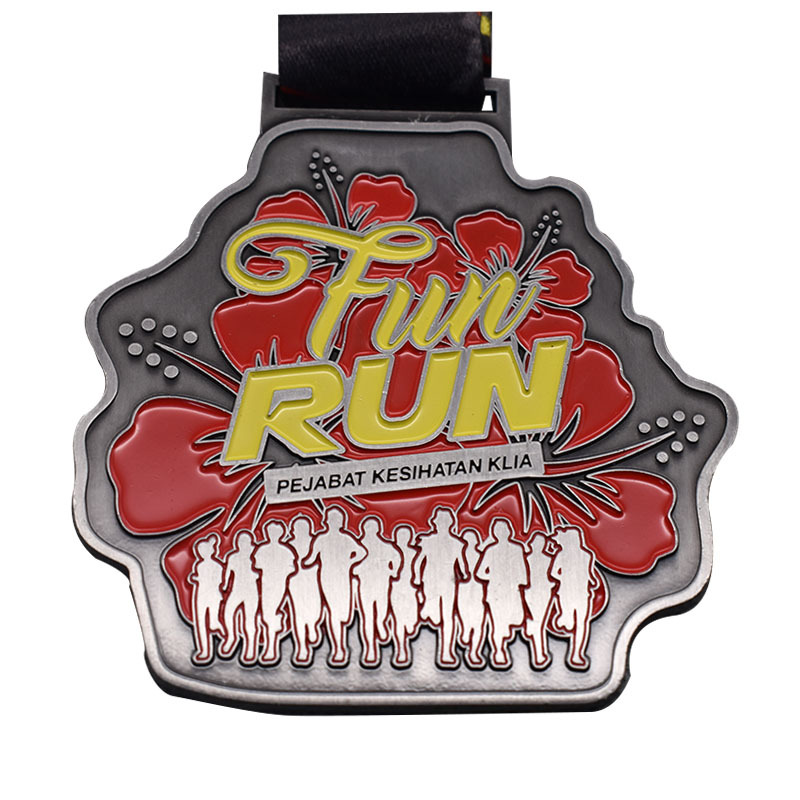 Metal custom zinc alloy paint gold medal marathon sports running event logo cartoon gold medal design