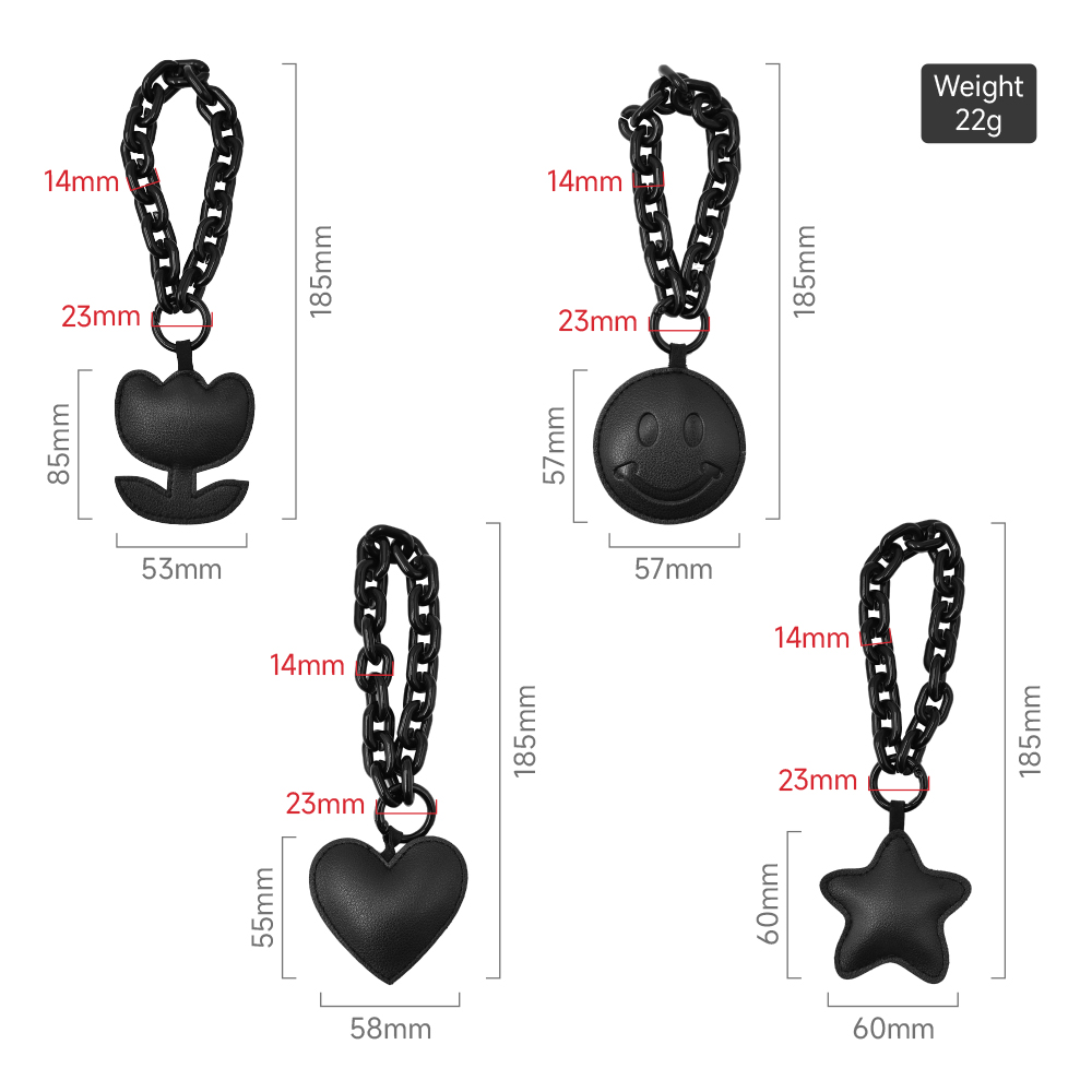 Ins style cute iron chain ring love leather pendant trendy keychain bag small gift