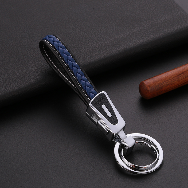 Microfiber Leather Keychain Personalized Couple Car Keychain Pendant Creative Double Ring Keychain