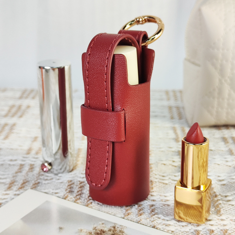 PVC Round Barrel Red Envelope Fashion Female Keychain Pendant Double Leather Accessories Mini Makeup Storage Bag Small Gift