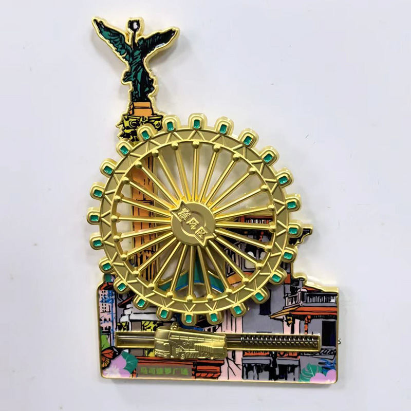 Tianjin Eye Rotating Fridge Magnet Customized Metal Ferris Wheel Scenic Ticket Cultural and Creative Souvenir Gift Refrigerator