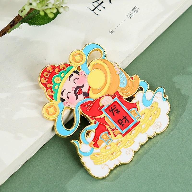 Bafanglaicai refrigerator magnet New Year God of Wealth metal refrigerator magnet Creative blessing bag magnetic sticker Spring Festival decorations