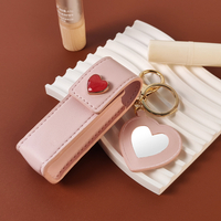 Factory PU Love Lipstick Bag Fashion Women Keychain Pendant Leather Accessories Mini Makeup Storage Bag Small Gift