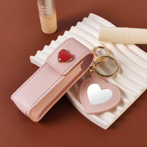 Factory PU Love Lipstick Bag Fashion Women Keychain Pendant Leather Accessories Mini Makeup Storage Bag Small Gift