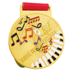 Metal medal musical note trophy singing piano competition event microphone music medal award rest gold and silver medal dingzhi