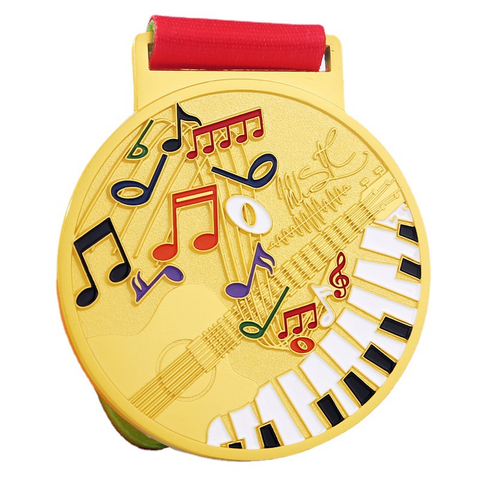 Metal medal musical note trophy singing piano competition event microphone music medal award rest gold and silver medal dingzhi