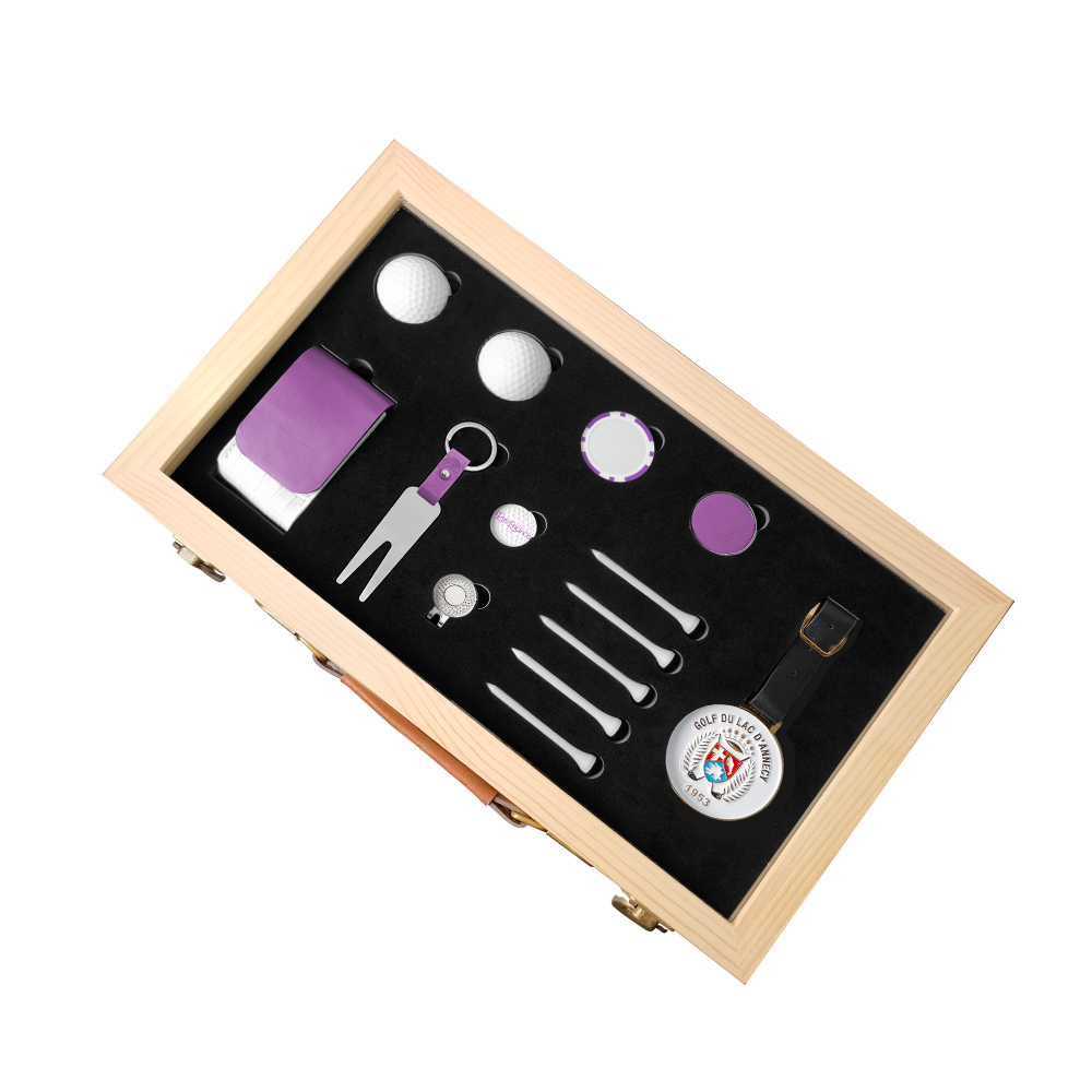 Customized golf accessories high-end gift box set tag ball fork ball nail cap clip mark wooden box paper box current mold