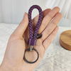 Creative Hand-woven Leather Rope Car Keychain Key Ring Spot Pu Leather Men And Women Couple Pendant