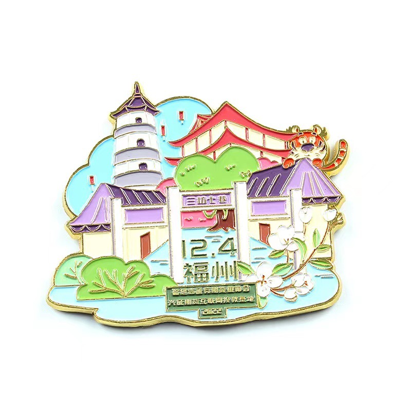 UV printed metal refrigerator stickers for scenic spots, museums, souvenirs, tourism, urban architecture, homemade, personalized creativity