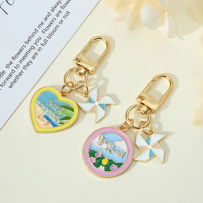 Small Fresh Flower Keychain Series Travel Commemorative Handheld Gift Metal Alloy Keychain