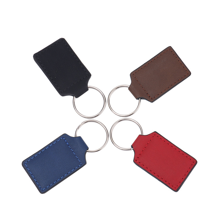 Leather keychain laser printable logo blank small gift advertising gift PU leather key pendant