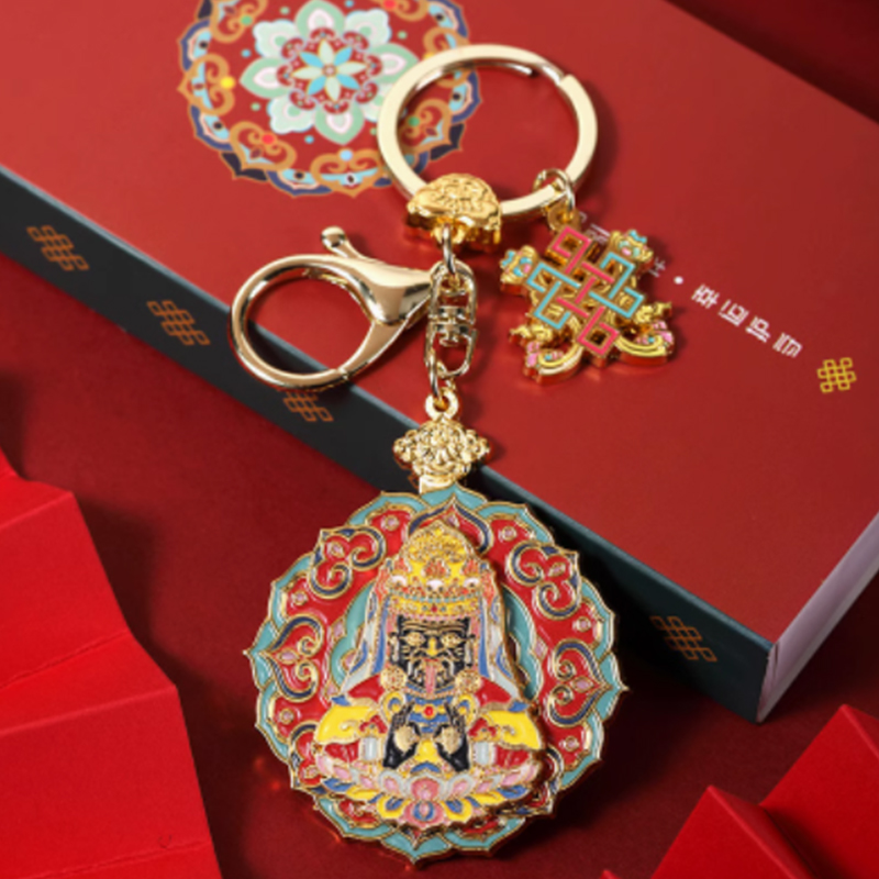 Zinc Alloy Rotating Keychain Paint Souvenir Pendant Ethnic Style Metal Keychain