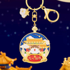 Cat Good Luck Rotating Keychain Glitter Powder Chinese Style Cultural And Creative Schoolbag Cute Small Ornaments Gift New Year Birthday Gift Soft Enamel