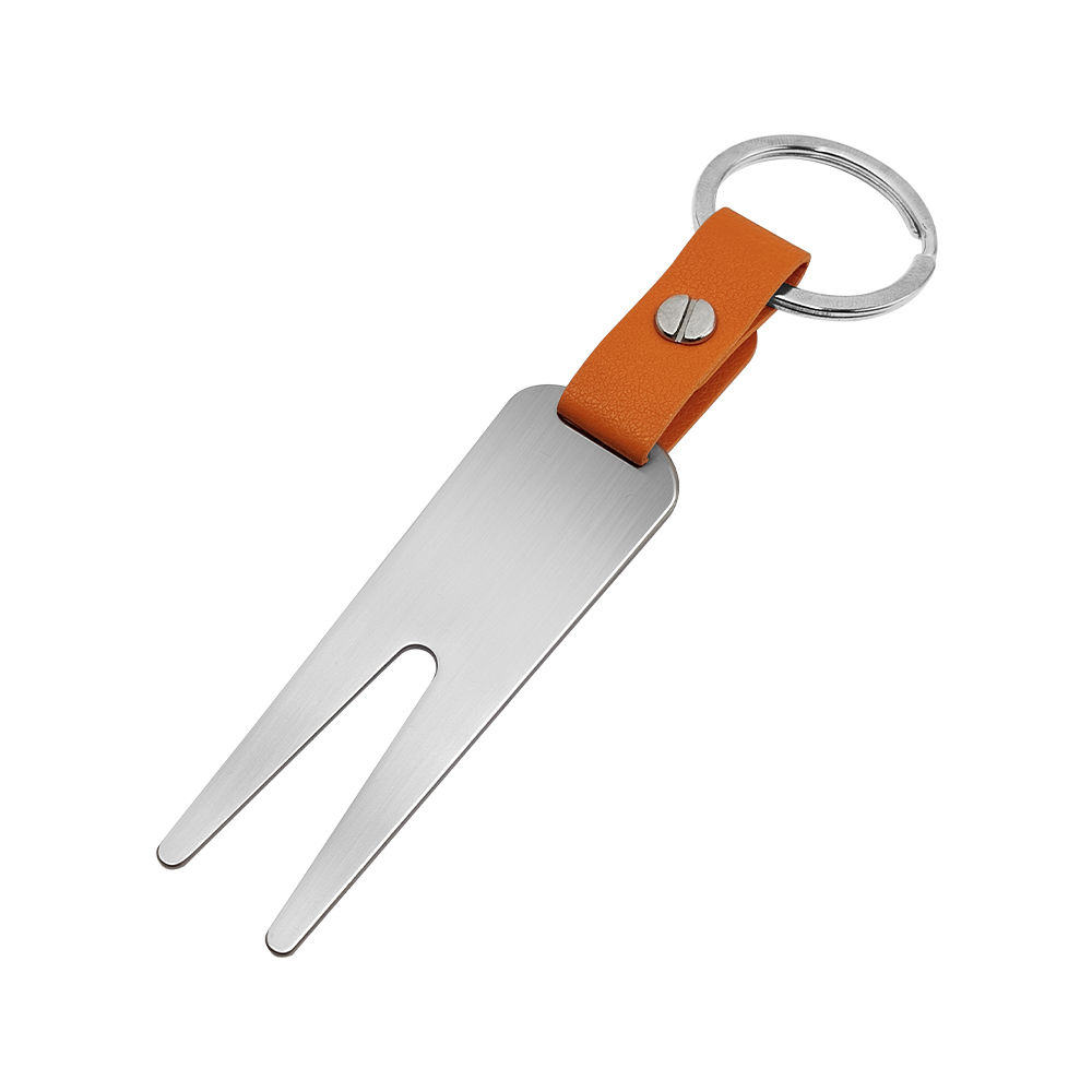 Golf Fork Leather Keychain Pendant Portable Practice Tool Factory Wholesale Metal Green Fork Customized