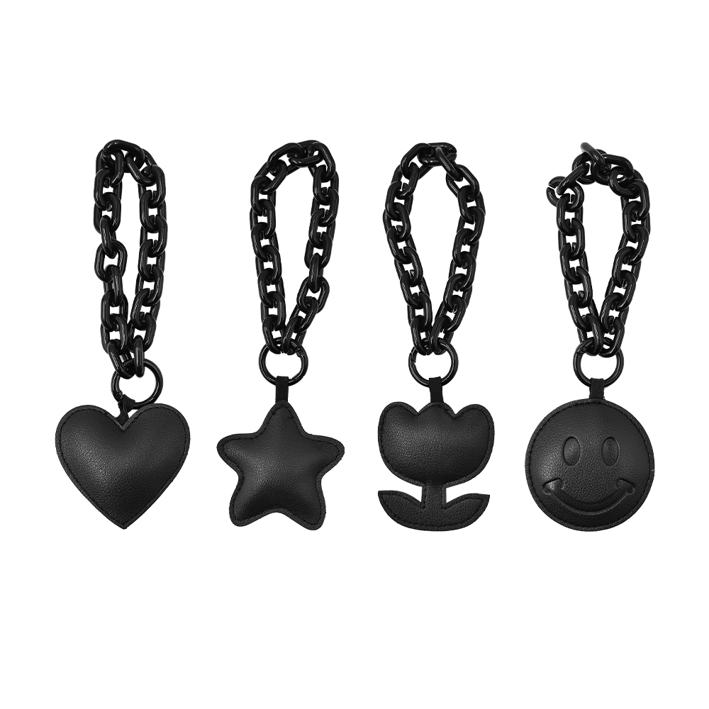 Ins style cute iron chain ring love leather pendant trendy keychain bag small gift