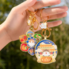 Cat Good Luck Rotating Keychain Glitter Powder Chinese Style Cultural And Creative Schoolbag Cute Small Ornaments Gift New Year Birthday Gift Soft Enamel