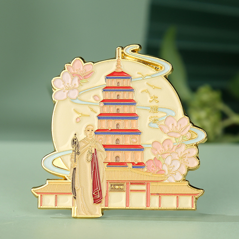 Metal Xi'an refrigerator magnet Metal magnetic Tang Dynasty City that Never Sleeps Big Wild Goose Pagoda Chang'an tourist map scenic spot souvenir