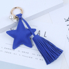 Customized Leather Keychain Car Pendant Star Tassel Metal Keychain Gift Printable Logo Cultural Creative Pendant High-end Anti-lost Retro Pu Leather Keychain