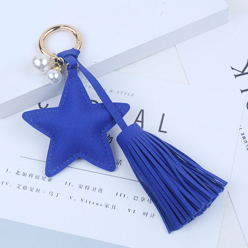 Customized Leather Keychain Car Pendant Star Tassel Metal Keychain Gift Printable Logo Cultural Creative Pendant High-end Anti-lost Retro Pu Leather Keychain