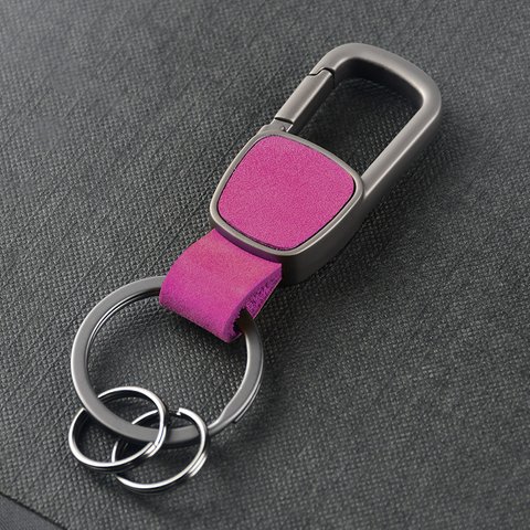 Frosted genuine cowhide keychain pendant cross-border metal car keychain men's and women's waist buckle car engraved pendant