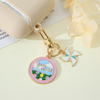 Small Fresh Flower Keychain Series Travel Commemorative Handheld Gift Metal Alloy Keychain