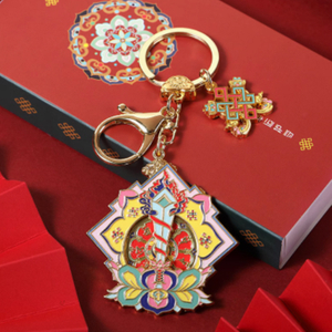 Zinc Alloy Rotating Keychain Paint Souvenir Pendant Ethnic Style Metal Keychain