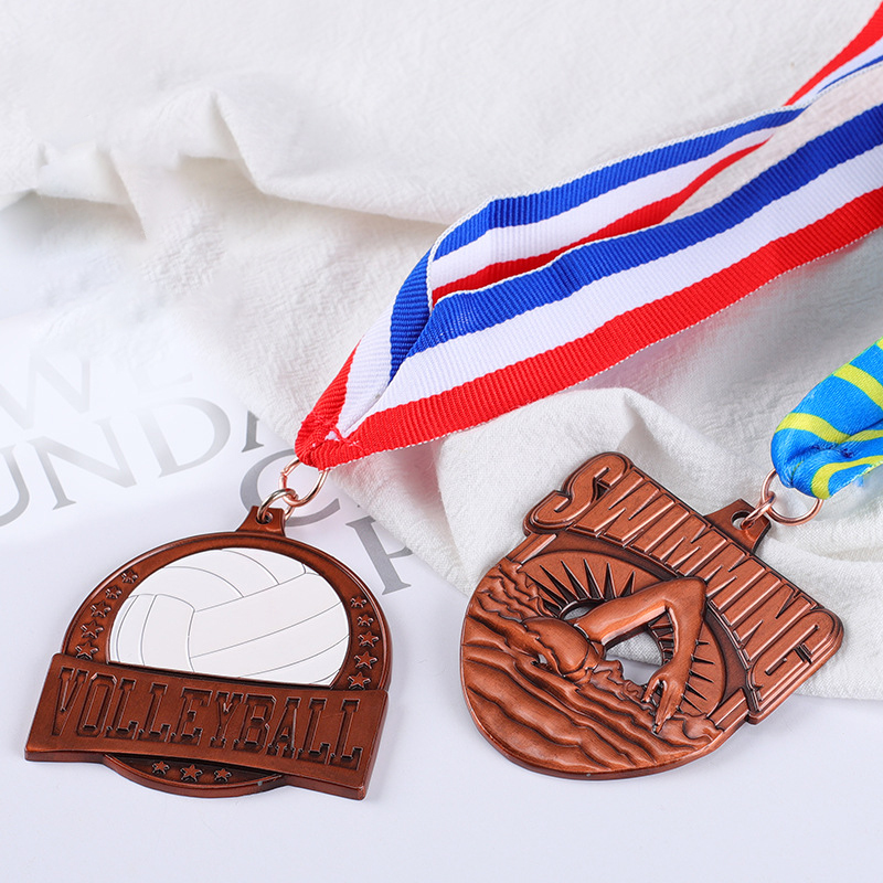 Metal swimming medal volleyball competition medal sports marathon running hanging plaque commemorative gold medal