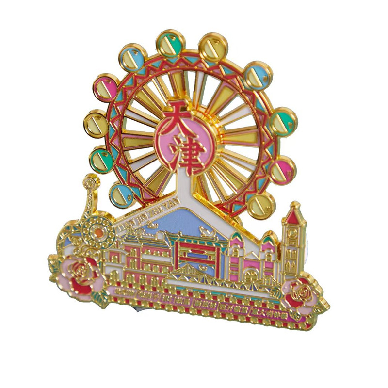 Tianjin Eye Rotating Fridge Magnet Customized Metal Ferris Wheel Scenic Ticket Cultural and Creative Souvenir Gift Refrigerator