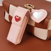 Factory PU Love Lipstick Bag Fashion Women Keychain Pendant Leather Accessories Mini Makeup Storage Bag Small Gift